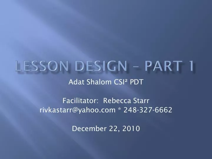 lesson design part 1