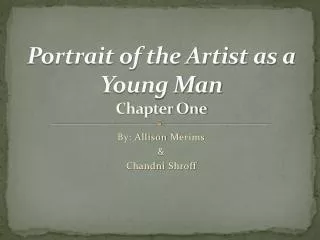 Portrait of the Artist as a Young Man Chapter One