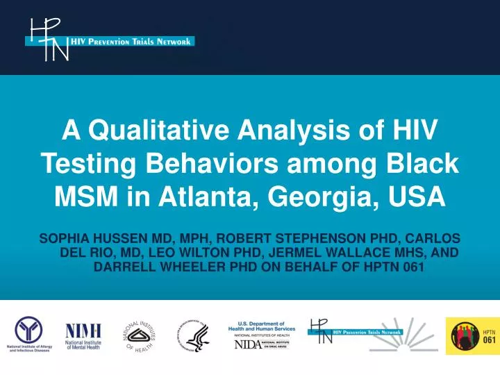 a qualitative analysis of hiv testing behaviors among black msm in atlanta georgia usa