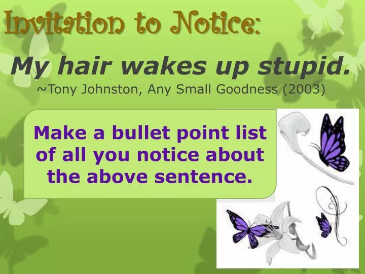 my hair wakes up stupid tony johnston any small goodness 2003