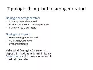 tipologie di impianti e aerogeneratori