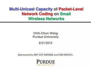 Multi-Unicast Capacity of Packet-Level Network Coding on Small Wireless Networks