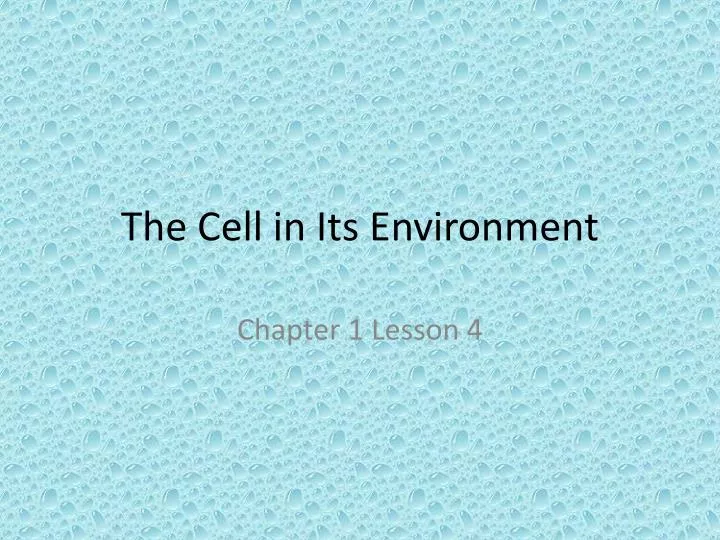 the cell in its environment