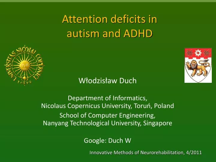 attention deficits in autism and adhd