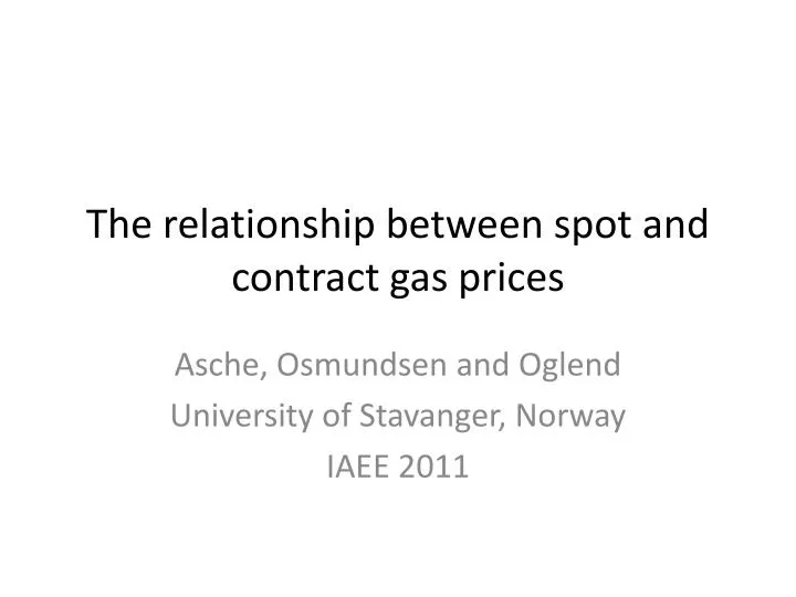 the relationship between spot and contract gas prices