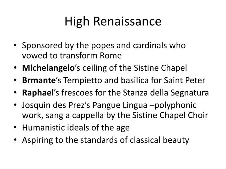high renaissance