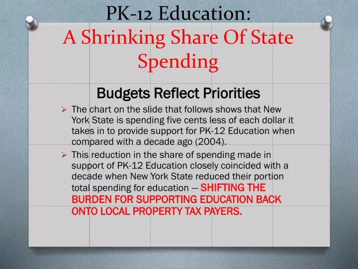 pk 12 education a shrinking share of state spending