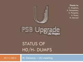 Status of H0/H- dumps