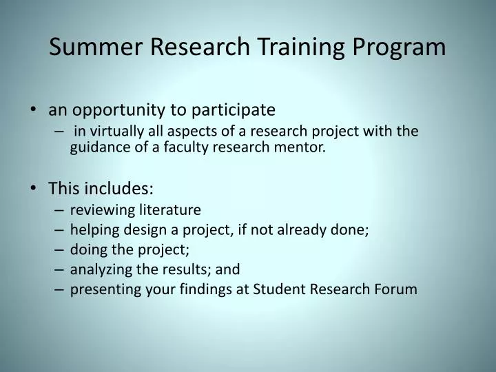 summer research training program