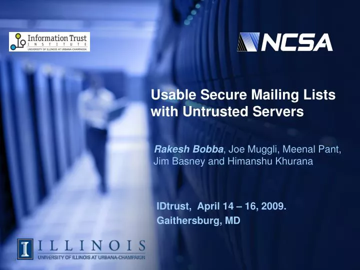 usable secure mailing lists with untrusted servers