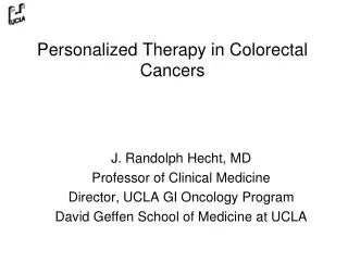 Personalized Therapy in Colorectal Cancers