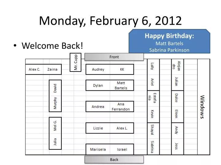 monday february 6 2012