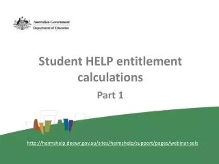 Student HELP entitlement calculations Part 1