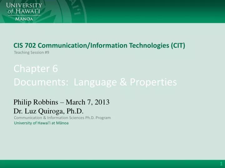 cis 702 communication information technologies cit
