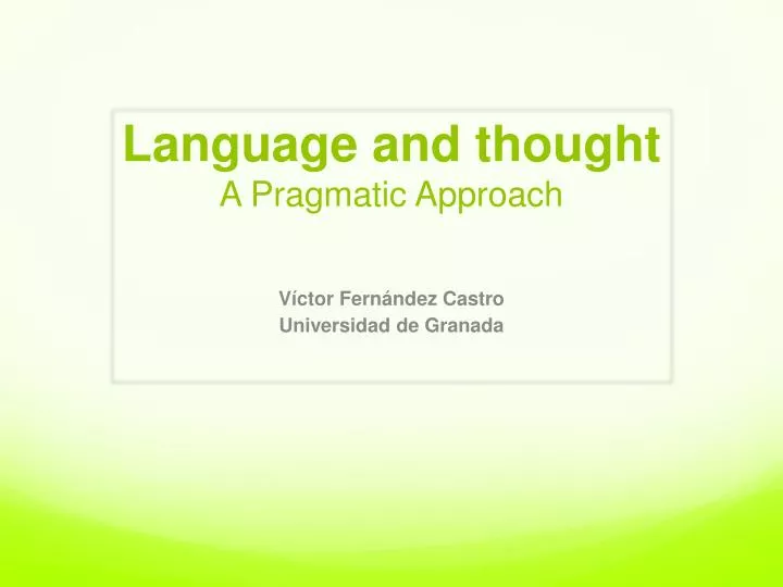 language and thought a pragmatic approach