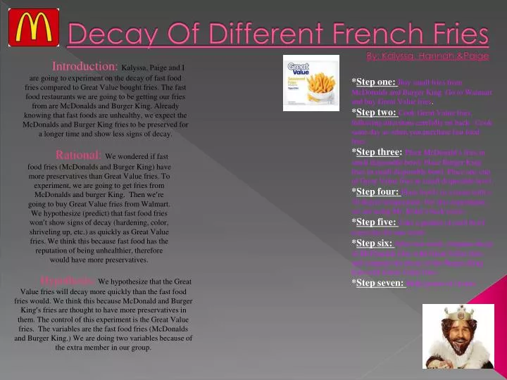 decay of different french fries by kalyssa hannah paige