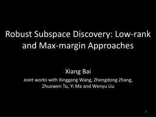 Robust Subspace Discovery: Low-rank and Max-margin Approaches