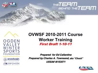 OVWSF 2010-2011 Course Worker Training First Draft 1-10-11