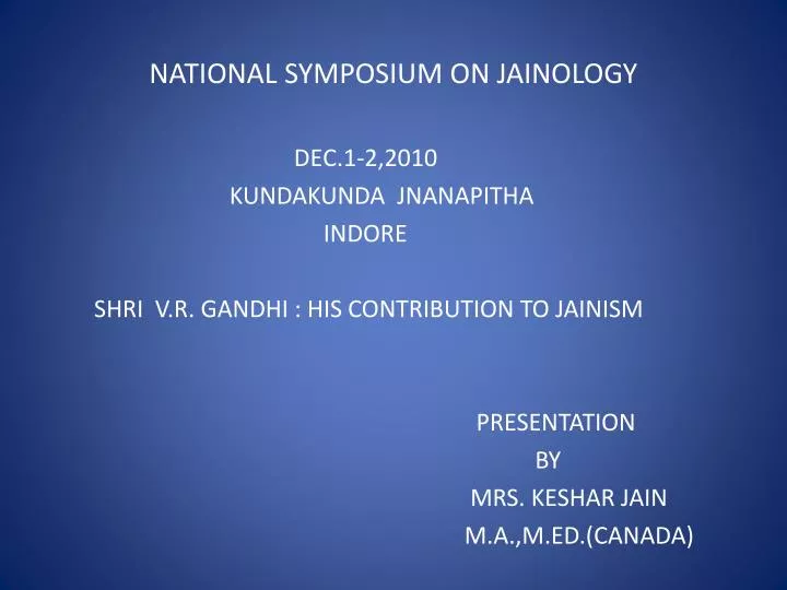 national symposium on jainology