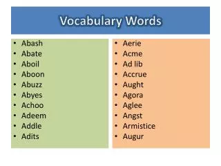 vocabulary words