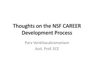 Thoughts on the NSF CAREER Development Process