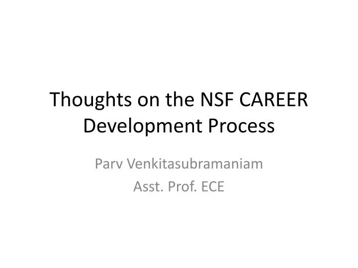 thoughts on the nsf career development process