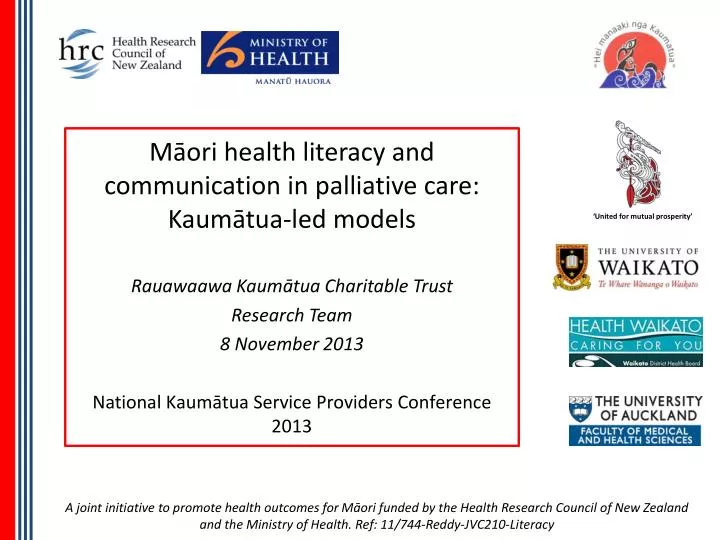 m ori health literacy and communication in palliative care kaum tua led models