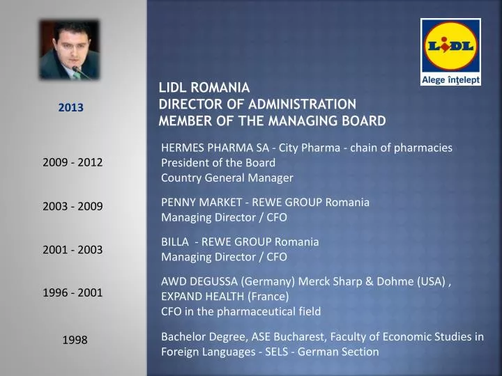 lidl romania director of administration member of the managing board