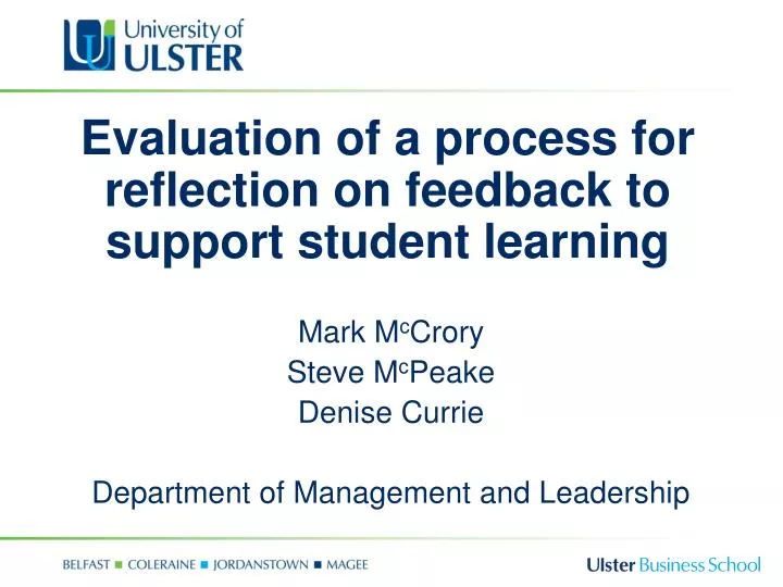 evaluation of a process for reflection on feedback to support student learning