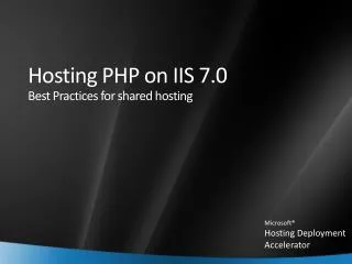 Hosting PHP on IIS 7.0 Best Practices for shared hosting