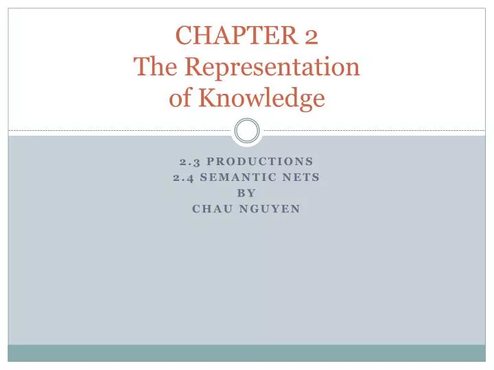 chapter 2 the representation of knowledge