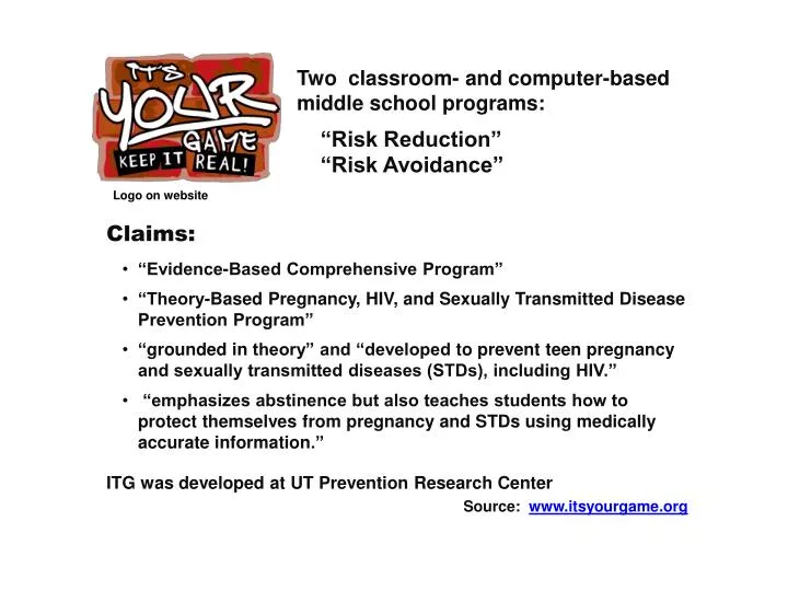 two classroom and computer based middle school programs risk reduction risk avoidance