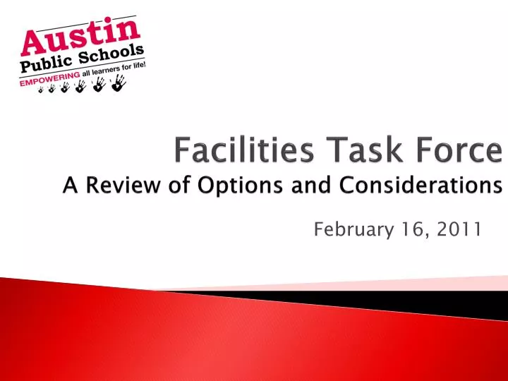 facilities task force a review of options and considerations