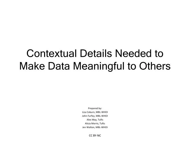 contextual details needed to make data meaningful to others