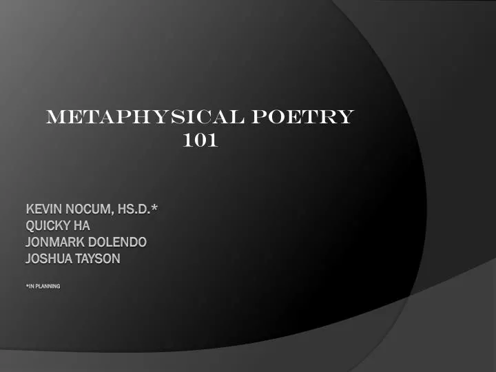 metaphysical poetry 101