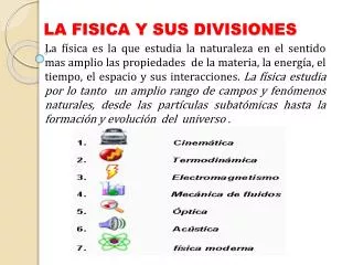 la fisica y sus divisiones
