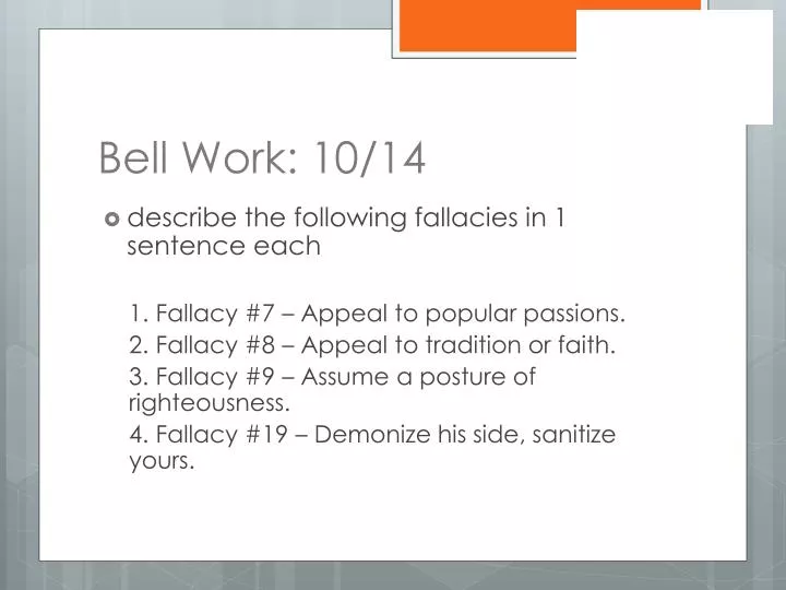 bell work 10 14