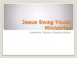 Jesus Swag Youth Ministries