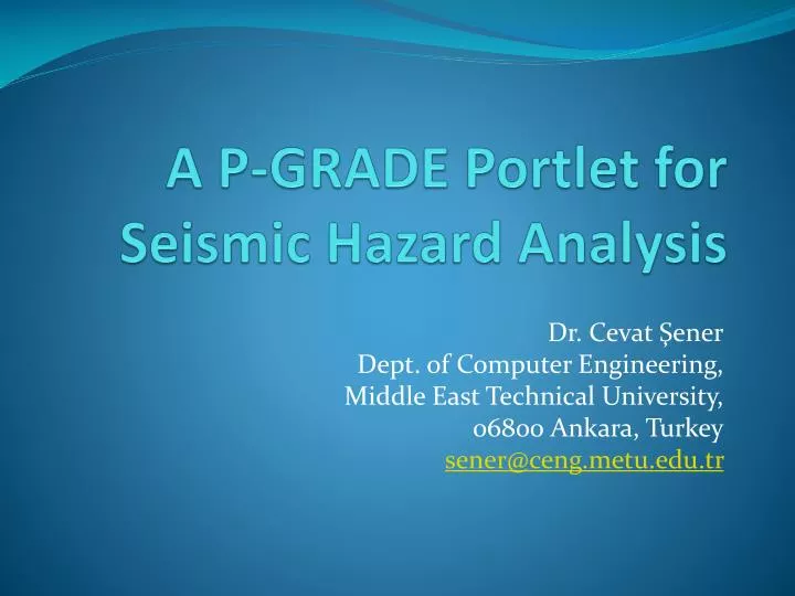 a p grade portlet for seismic hazard analysis