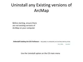 Uninstall any Existing versions of ArcMap