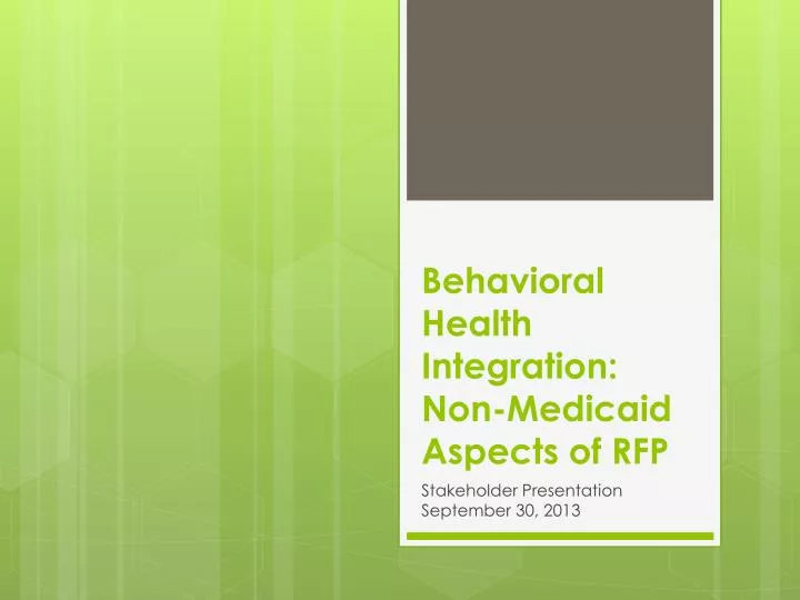 behavioral health integration non medicaid aspects of rfp