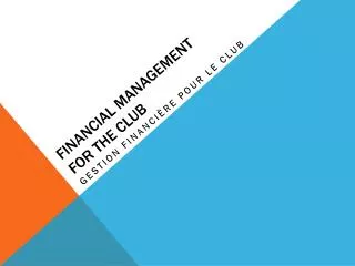 financial management for the club