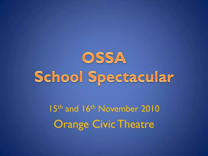 15 th and 16 th november 2010 orange civic theatre