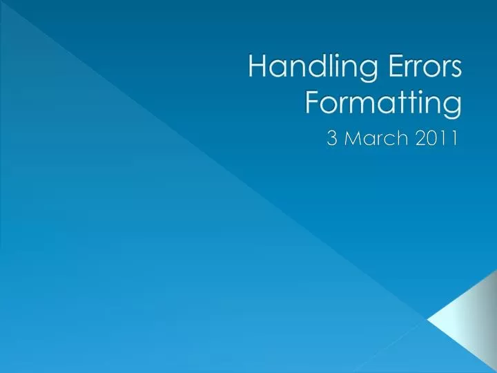 handling errors formatting