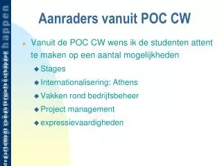 aanraders vanuit poc cw