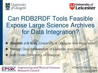 Can RDB2RDF Tools Feasible Expose Large Science Archives for Data Integration?