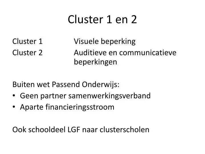 cluster 1 en 2