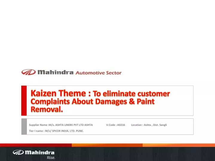 kaizen theme to eliminate customer complaints about damages paint removal