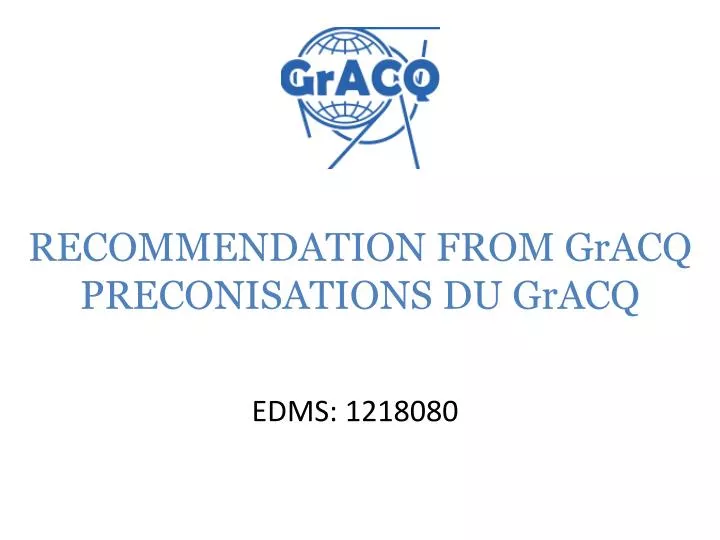 recommendation from gracq preconisations du gracq