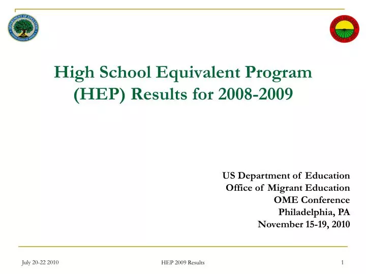 high school equivalent program hep results for 2008 2009
